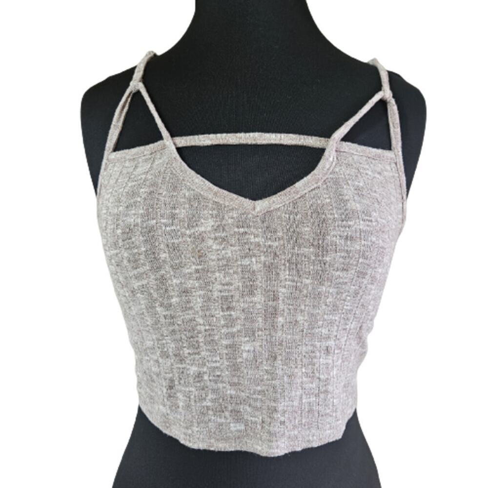 Tan Crisscross Front Sleeveless Crop Top Size Medium